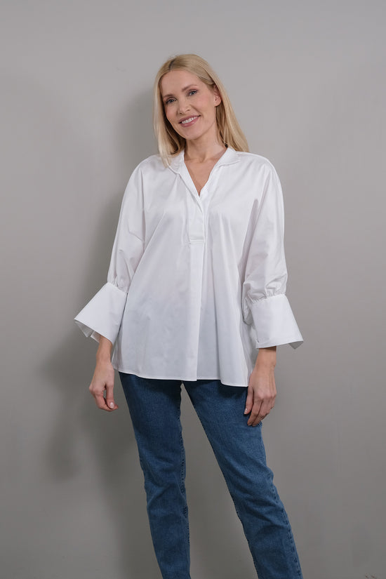 Soluzione Bluse mit 7/8 Ballonärmel Bianca