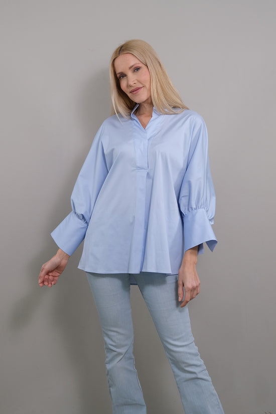 Soluzione Bluse mit 7/8 Ballonärmel Bianca