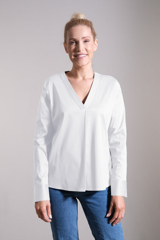 Soluzione Jerseybluse mit V-Ausschnitt & Manschetten